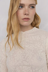 Pedro del Hierro Devoré t-shirt with gathers Ecru