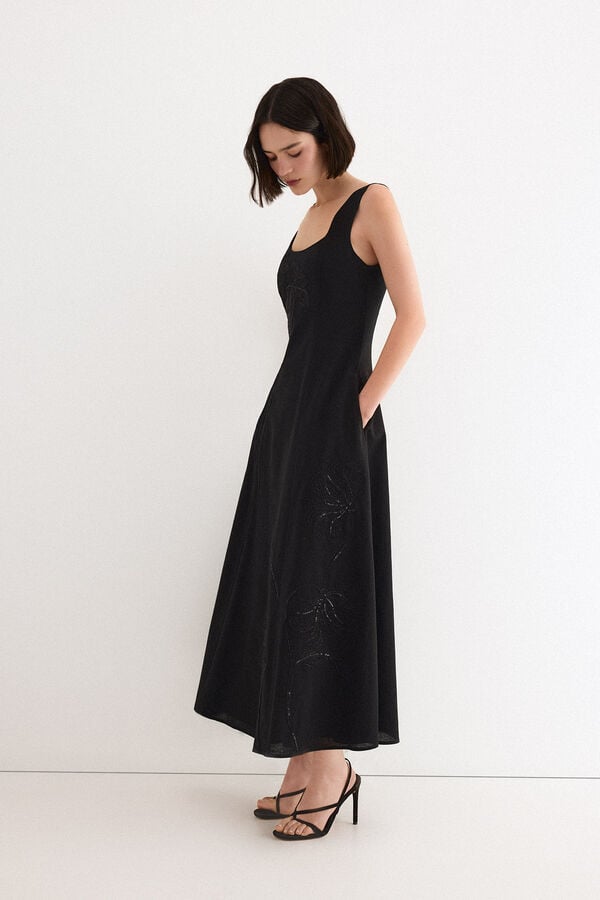 TFP by Tamara Falc&oacute; Floral embroidered dress Black