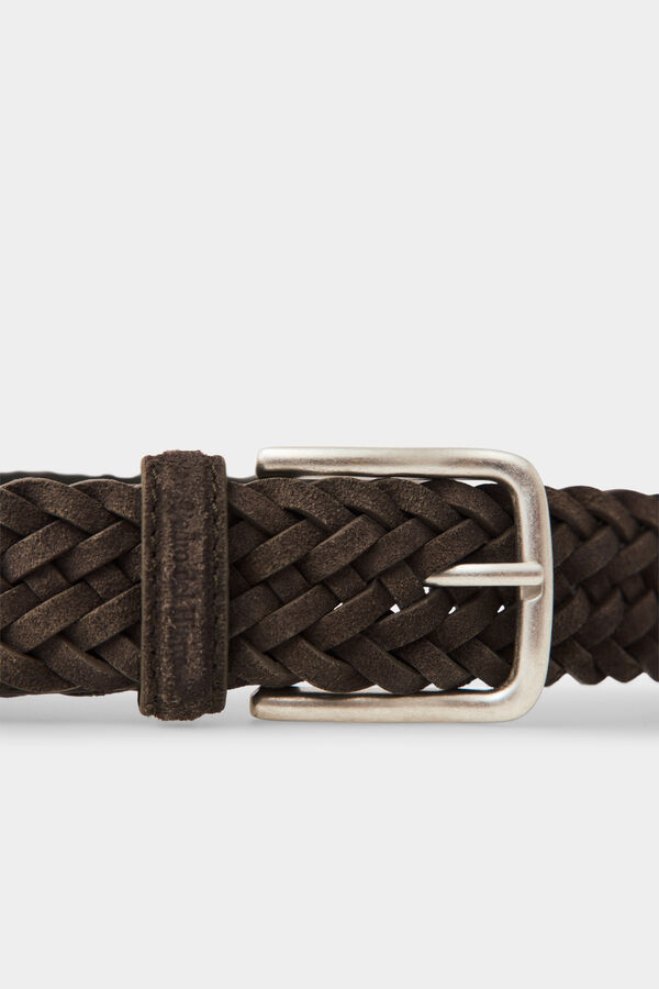 Pedro del Hierro Braided split leather belt Green