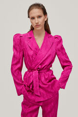 Pedro del Hierro Jacquard puffed sleeve blazer Pink