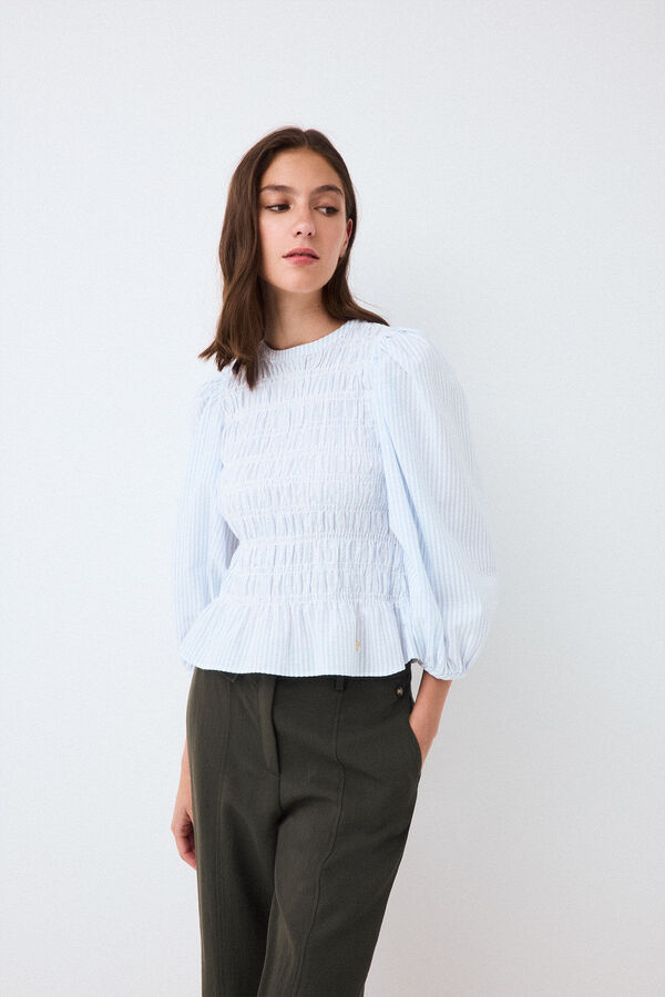 Pedro del Hierro Striped elasticated blouse Blue
