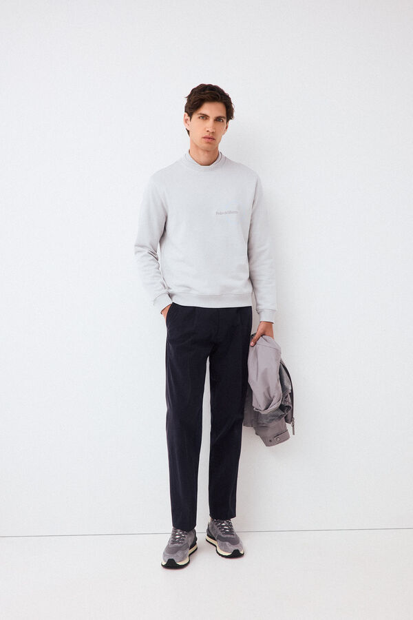 Pedro del Hierro Sweatshirt com logo gola caixa Cizento