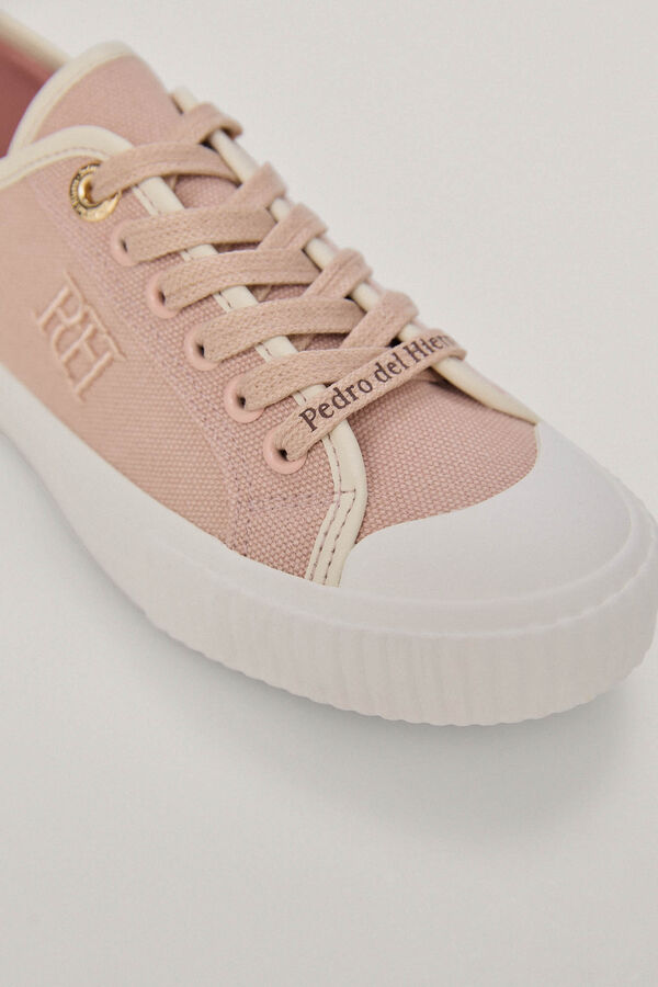 Pedro del Hierro Canvas trainer with leather details Pink