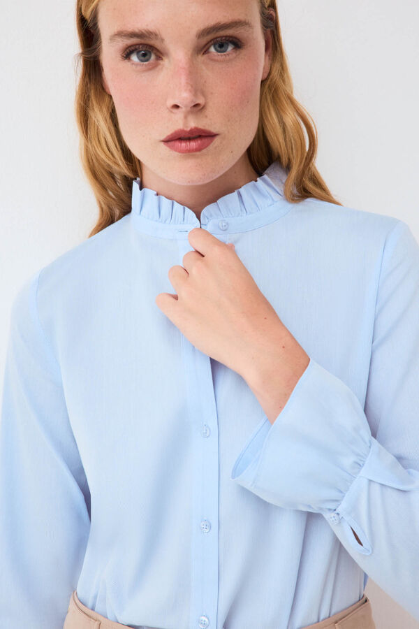 Pedro del Hierro Dobby ruffle shirt Blue