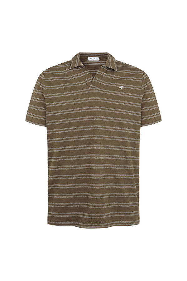 Pedro del Hierro Striped rustic polo shirt Green