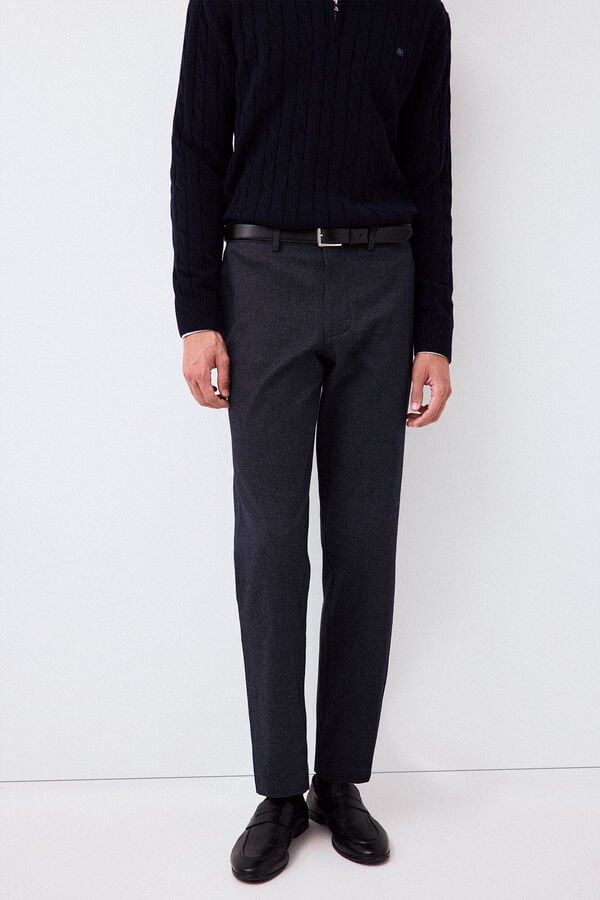 Pedro del Hierro Regular fit chino trousers with elasticated waist Blue