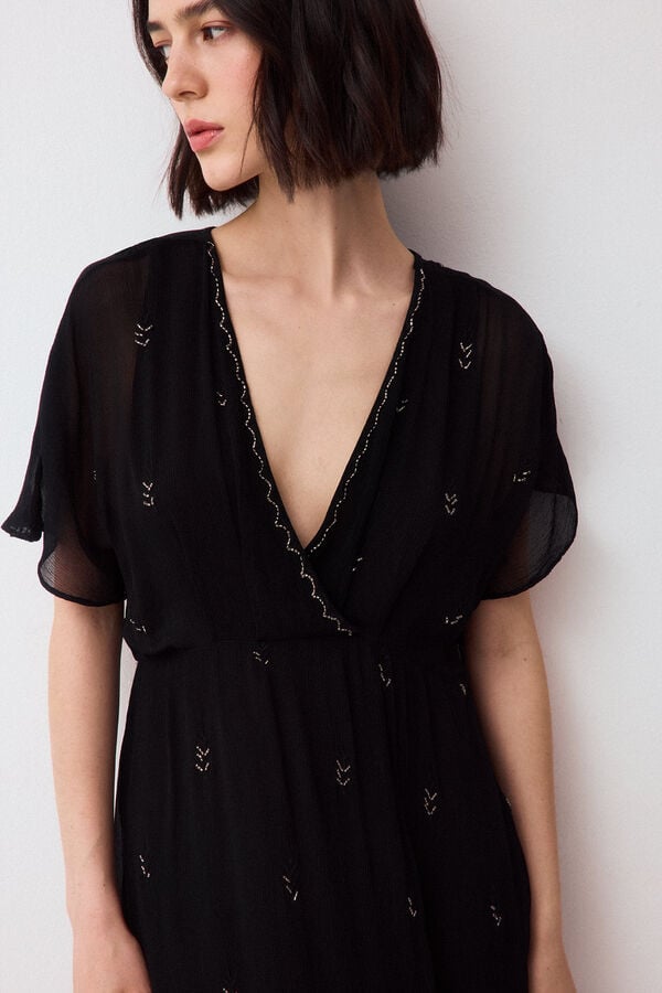 Pedro del Hierro Fluid gemstone detail dress Black