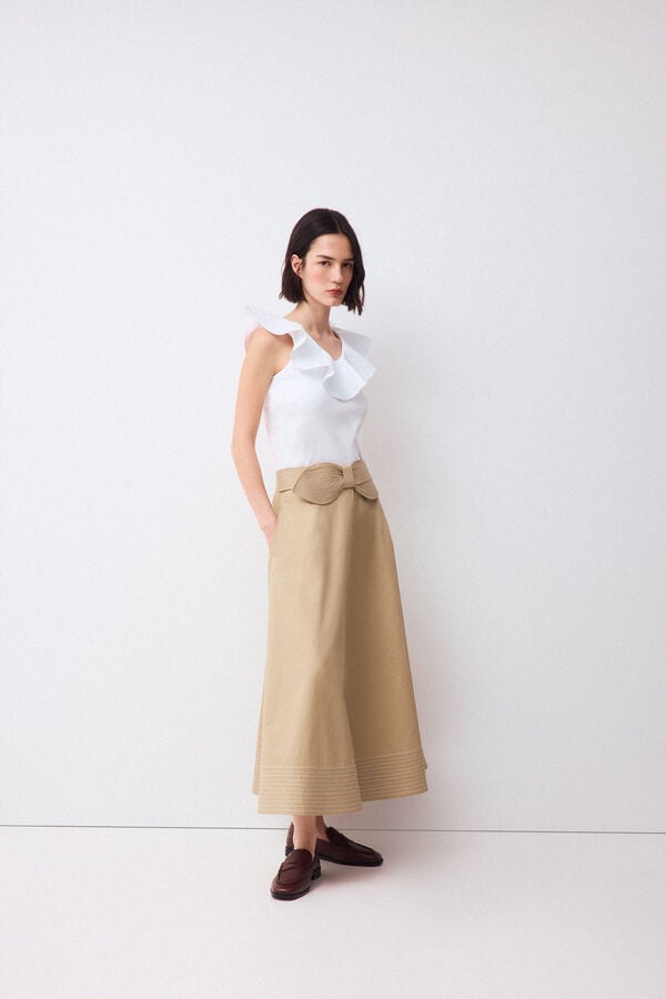 Pedro del Hierro Poplin ruffle top White
