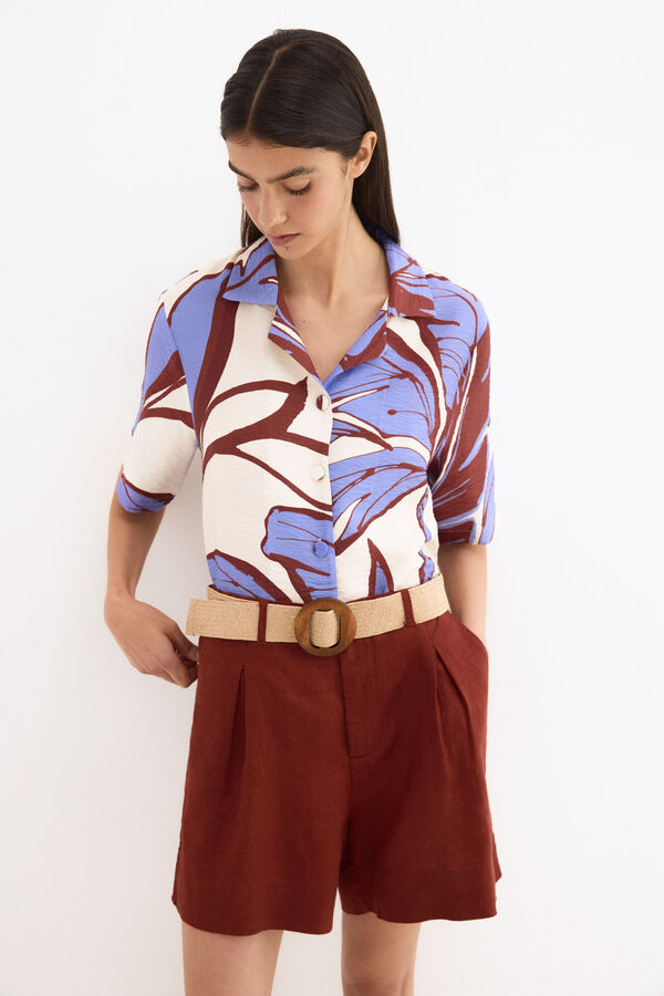 Pedro del Hierro Printed short sleeve shirt Blue