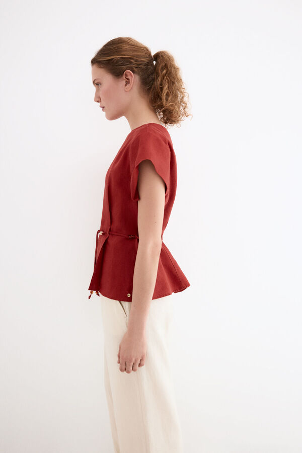 Pedro del Hierro Linen belted top Orange