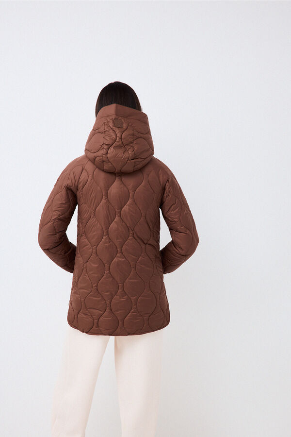 Pedro del Hierro Reversible long hooded parka Brown