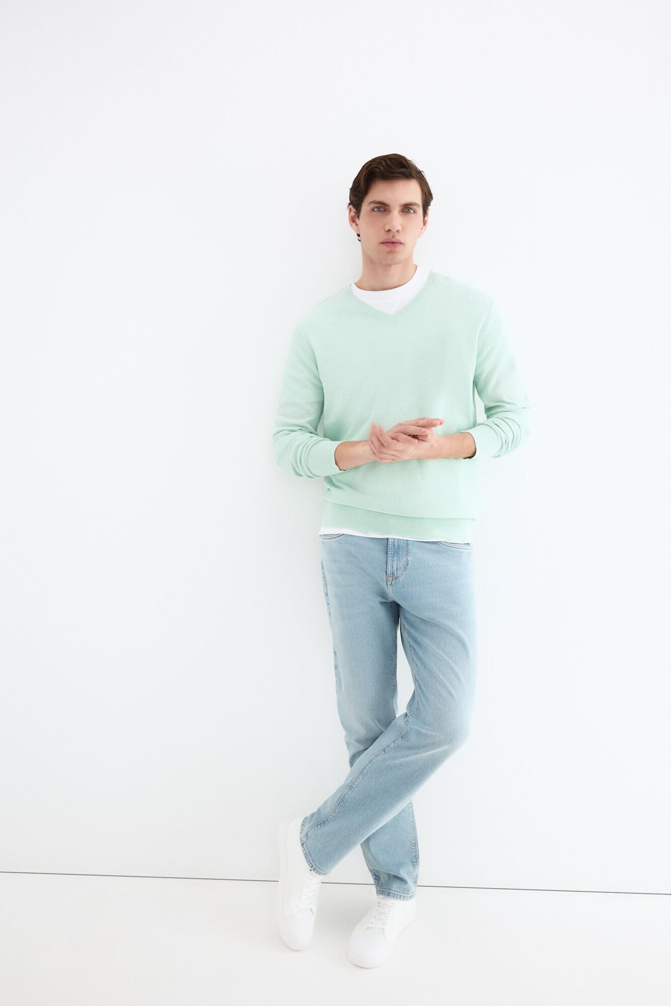 Pedro del Hierro Linen fine V-neck jumper