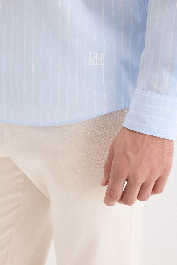 Pedro del Hierro Poplin striped shirt Blue