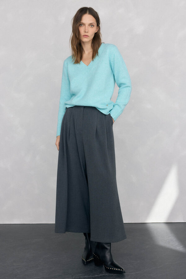 Pedro del Hierro V sweater with mini cross-knit details Turquoise