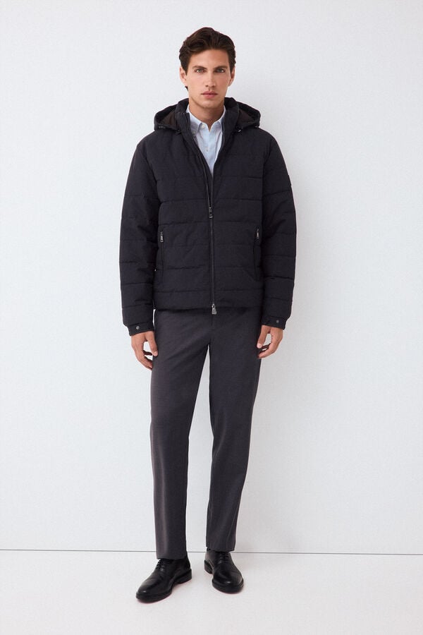 Pedro del Hierro Grey melange fabric puffer jacket Grey