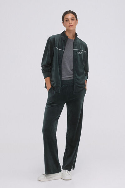 Pedro del Hierro Velvet fabric trousers Green