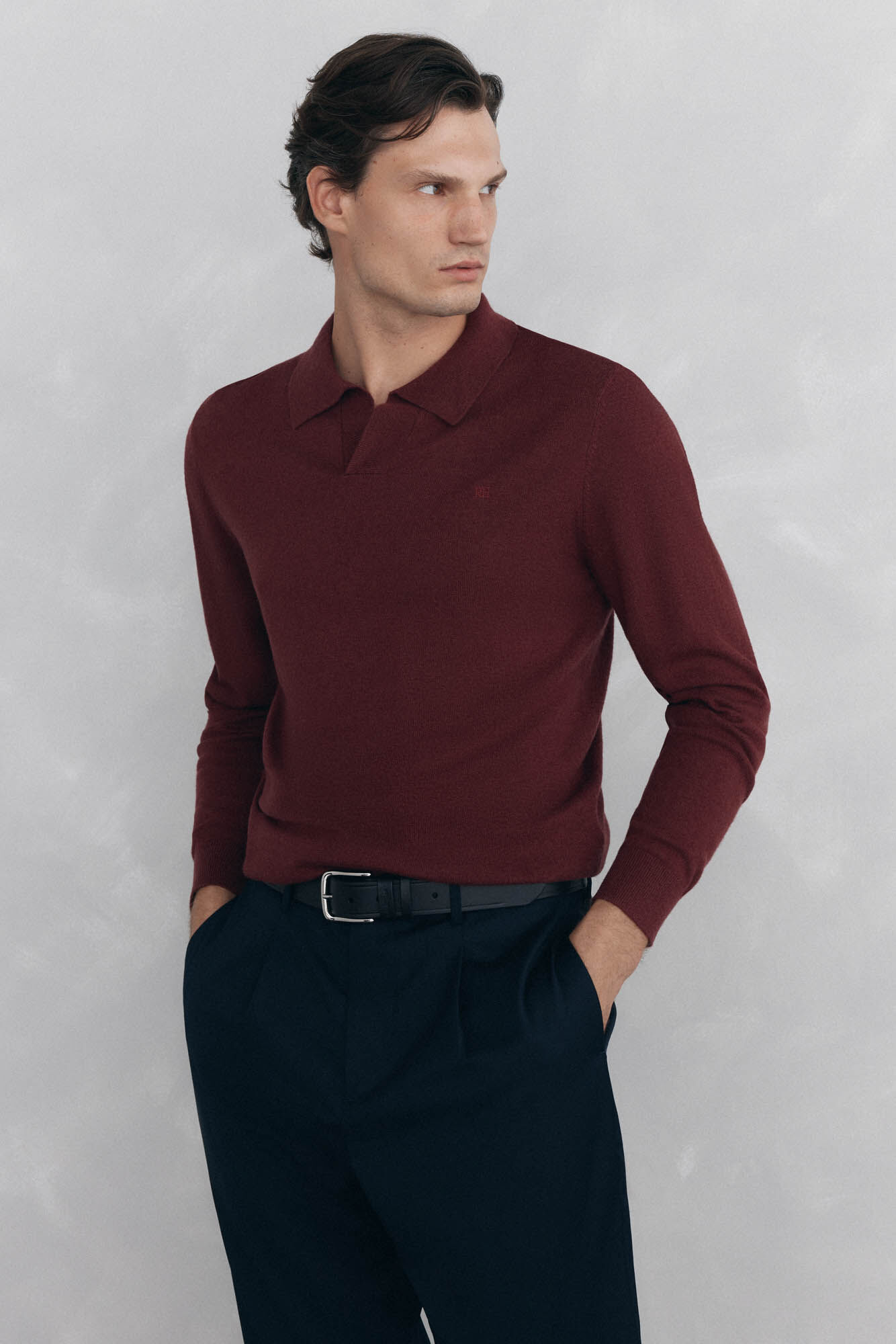 Pedro del Hierro Johnny neck sweater in merino wool and cashmere
