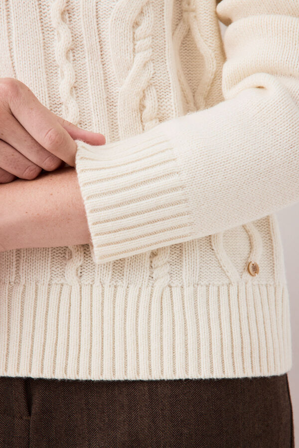 Pedro del Hierro Cross-knit polo neck jumper White