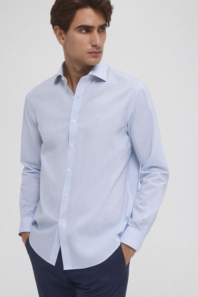 Pedro del Hierro Camisa vestir cuadros non iron + antimanchas Blue