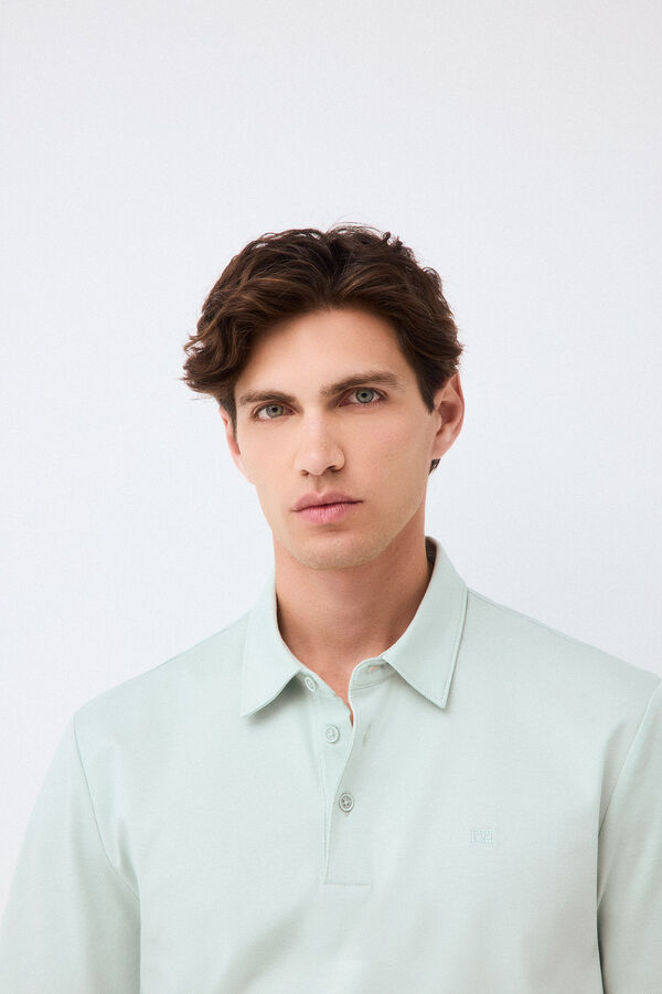 Pedro del Hierro Plain mercerized polo shirt Blue