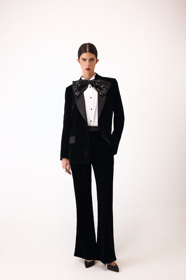 Pedro del Hierro Velvet and satin blazer Black