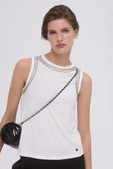 Pedro del Hierro STONE STRAPPY T-SHIRT Ecru