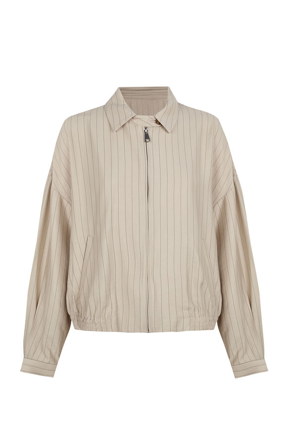Pedro del Hierro Striped bomber Ecru