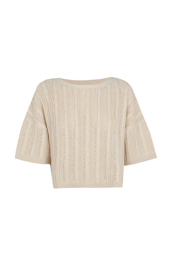 Pedro del Hierro Mini openwork cross-knit jumper Ecru