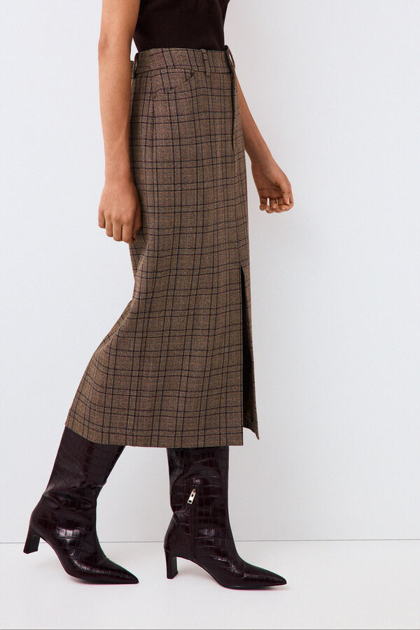 Pedro del Hierro Plaid straight skirt Grey