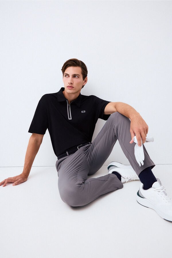 Pedro del Hierro Polo t&eacute;cnico gola com fecho-&eacute;clair Golf Preto