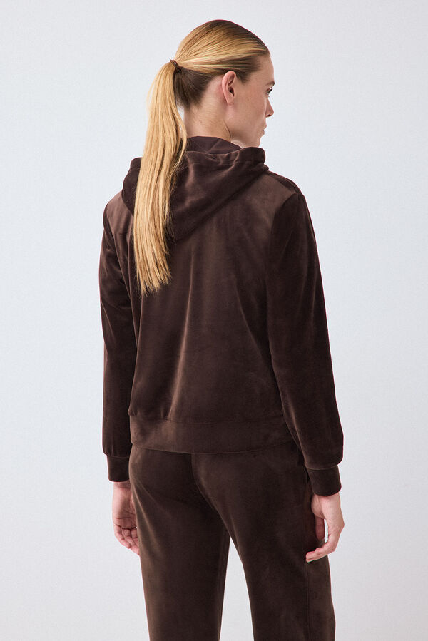 Pedro del Hierro Velvet hooded sweatshirt Brown