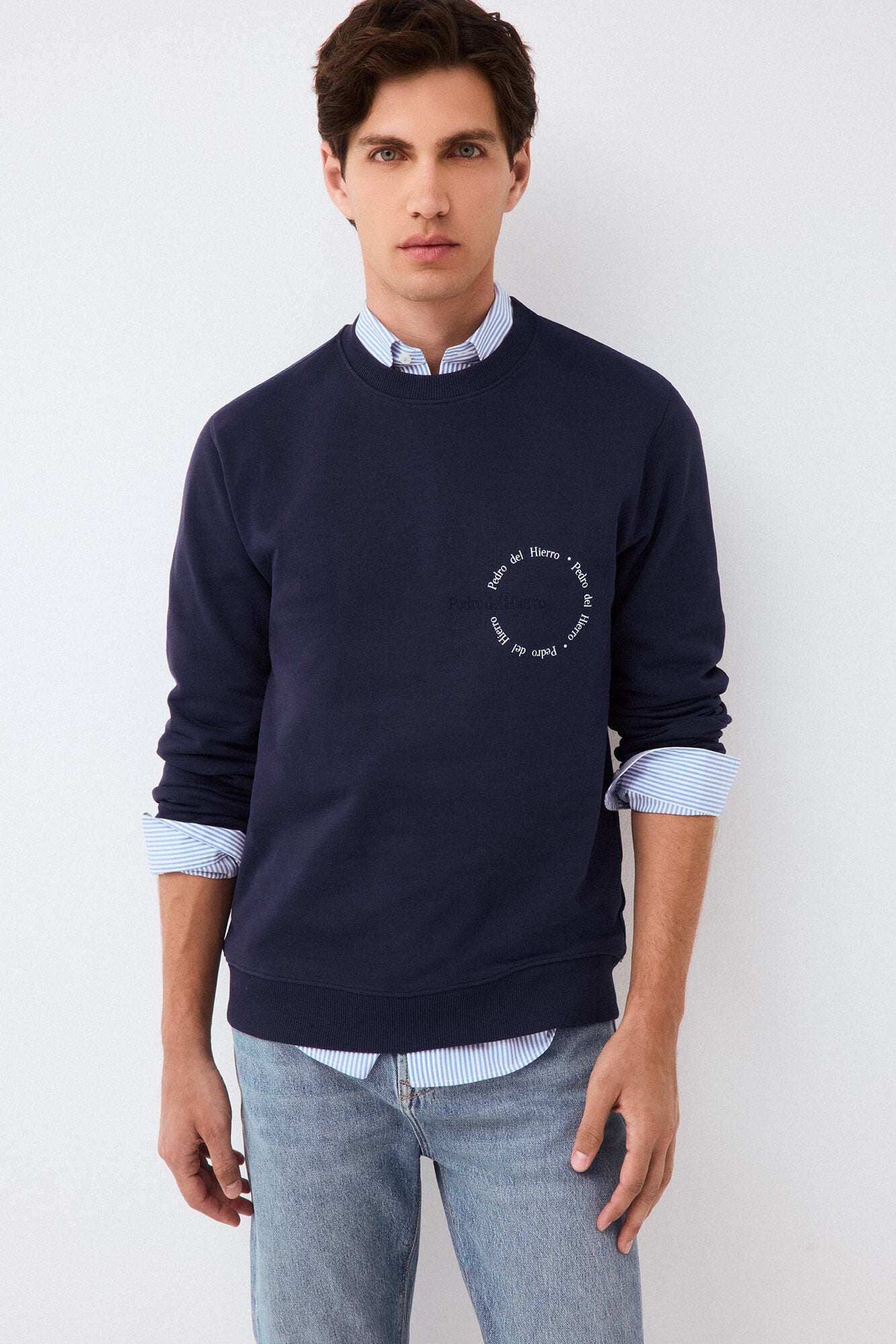 Pedro del Hierro Sweatshirt com logo gola caixa