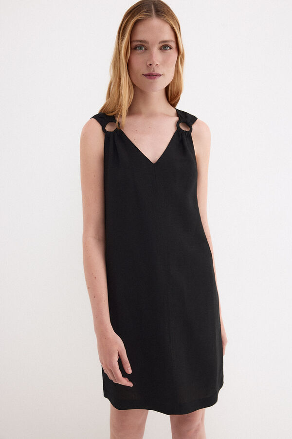 Pedro del Hierro Linen short tunic Black
