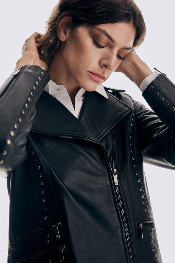 Pedro del Hierro Perfect studded nappa jacket Black