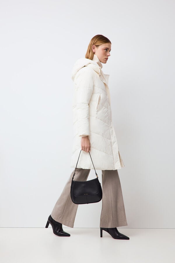 Pedro del Hierro Puffer long parka with hood Ecru