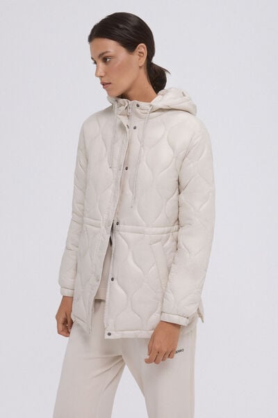 Pedro del Hierro Long padded parka with hood Brown