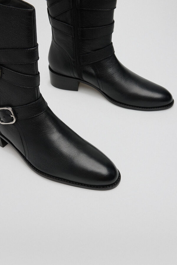 Pedro del Hierro Botins biker com fivelas Preto