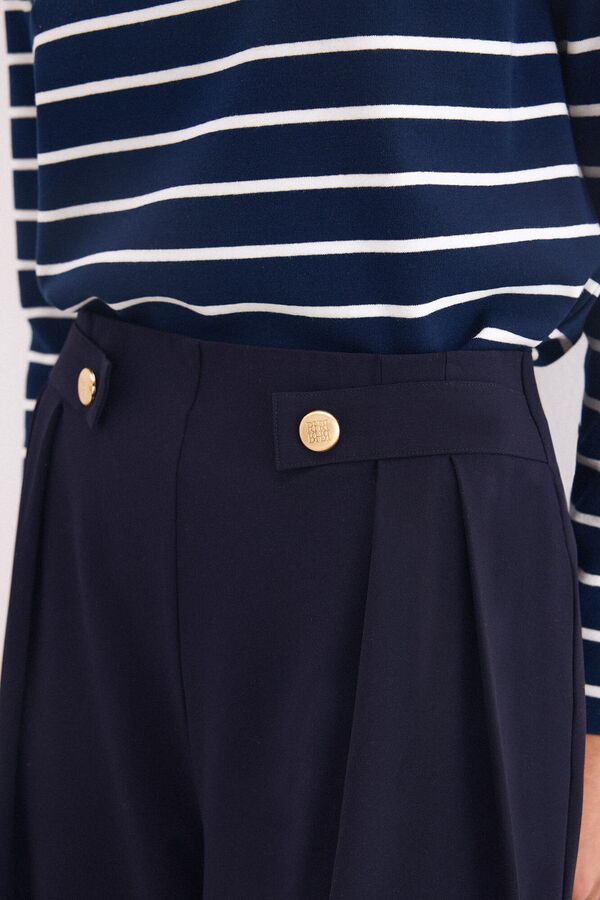 Pedro del Hierro Navy crepe trousers Blue
