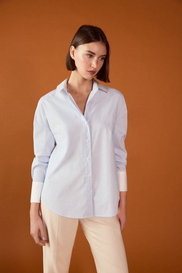 TFP by Tamara Falc&oacute; Poplin combined shirt Blue