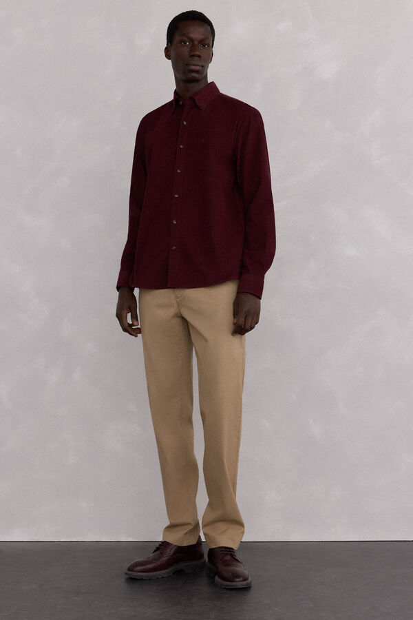 Pedro del Hierro Camisa de veludo macio Bordeaux