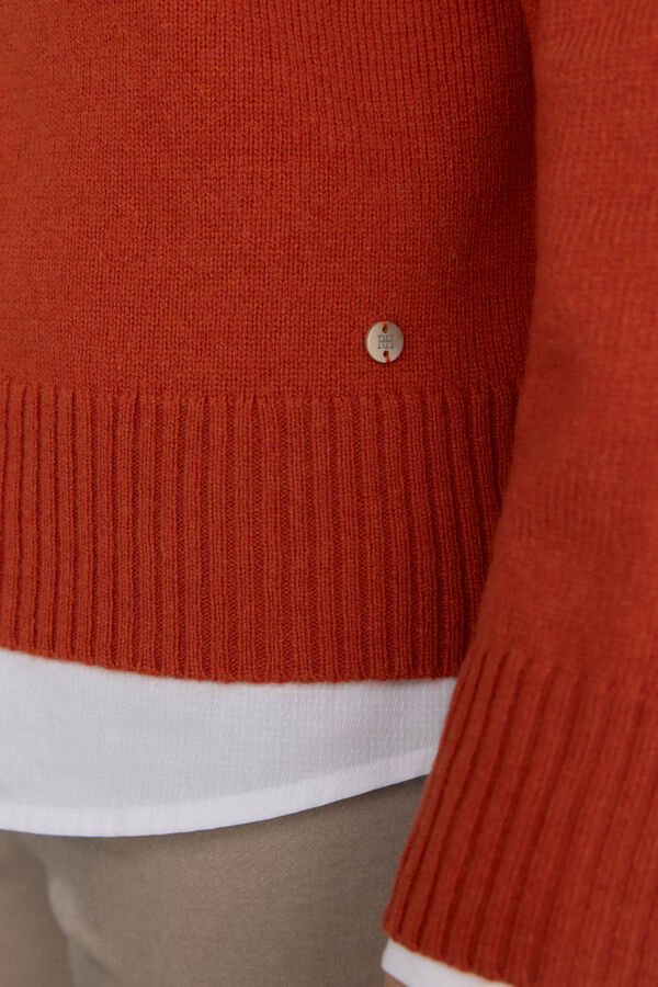 Pedro del Hierro wool sweater with a central crew neck Orange