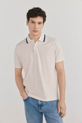 Pedro del Hierro Patterned collar polo shirt Beige