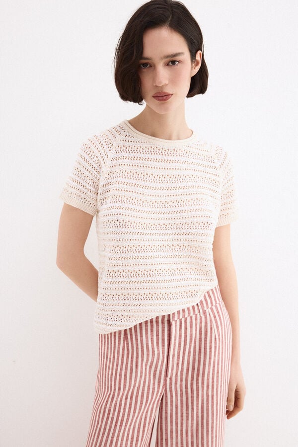 Pedro del Hierro T-shirt de manga curta em tecido perfurado V&aacute;rios