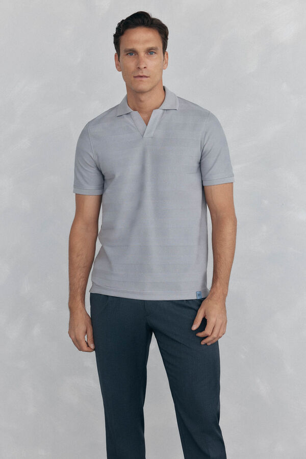 Pedro del Hierro Polo estrutura jacquard Cizento