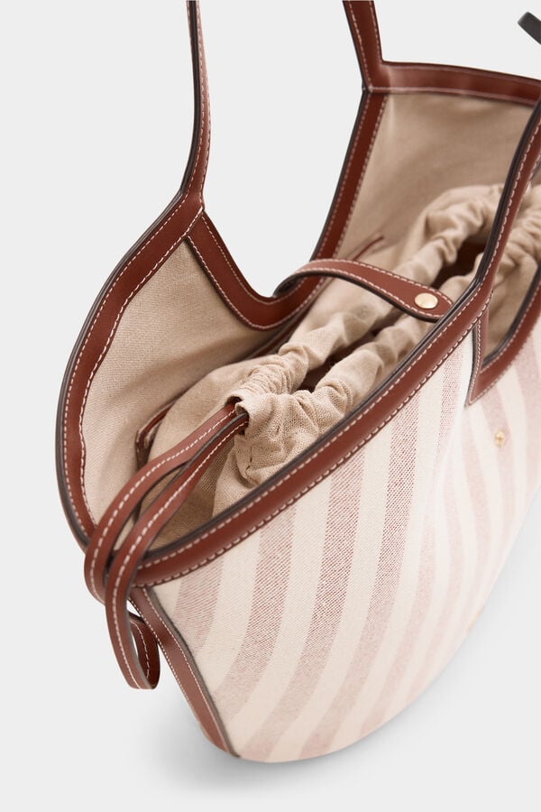 Pedro del Hierro Fabric striped basket bag Brown