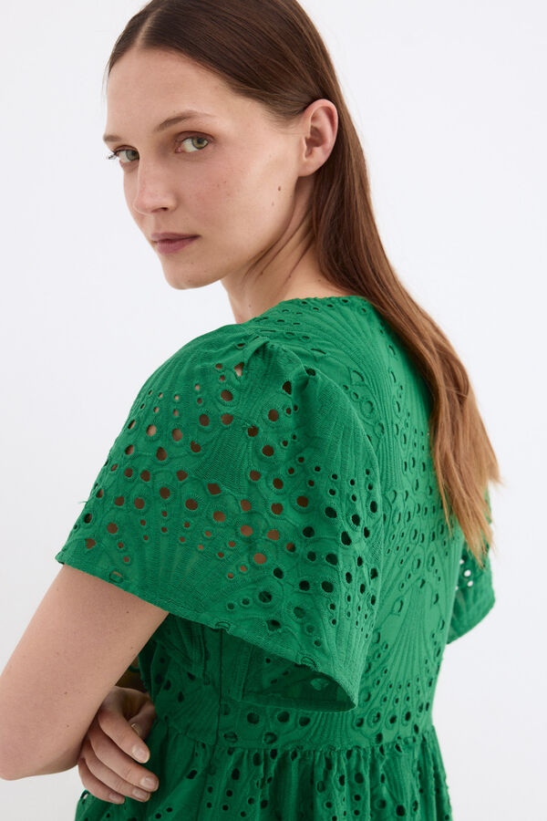 Pedro del Hierro Embroidered cotton dress Green