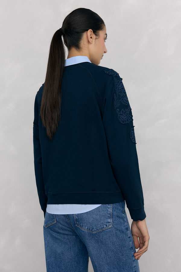 Pedro del Hierro Flower embroidered sweatshirt Blue