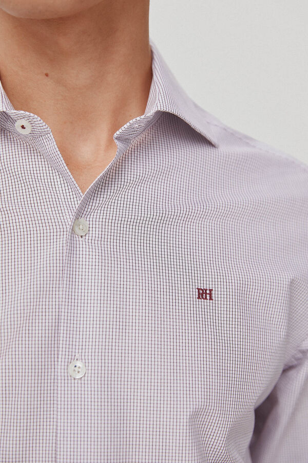 Pedro del Hierro Camisa vestir facil plancha y antimanchas cuadros regular fit Burgundy