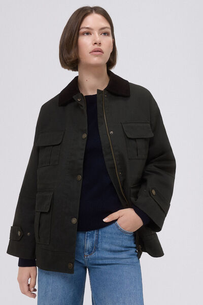 Pedro del Hierro Quilted parka in waxed fabric Green