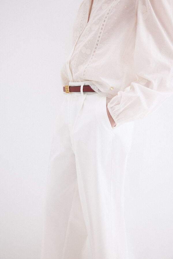 Pedro del Hierro Classic wide leg trousers White